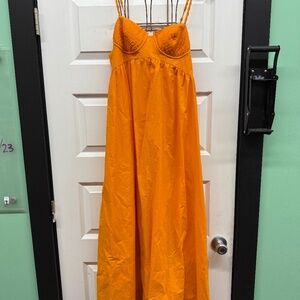 Farm Rio Cotton Maxi Dress, Orange, Large